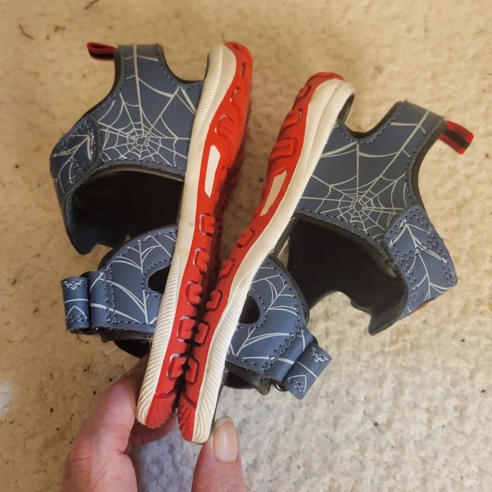 Marvel Spider-Man Sandals Boys 10 Blue Red Good Superhero Web Graphic D7022